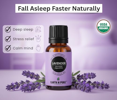 Image of Earth N Pure Lavender Essential Oil Sleep & Relaxation | GC /MS Tested | Rich in Linalool & Linalyl Acetate for Diffuser, Skin & Hair - 30ml
