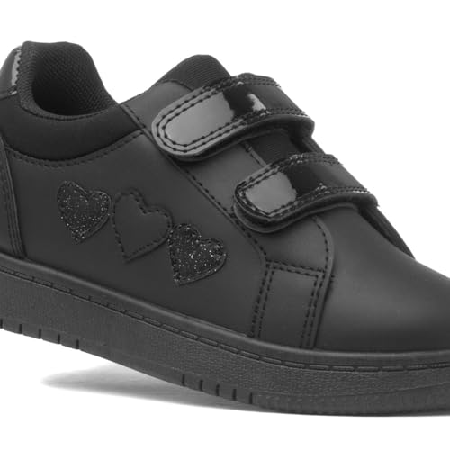 XL Kids Black Easy Fasten Heart Trainer - Size 3 UK - Black - Image 5