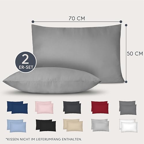 Dreamzie Kissenbezug 50x70 2er Set - Kopfkissenbezug 50x70 Anthrazit mit Reißverschluss aus Mikrofaser Weich, 50x70 cm Pillow Cover