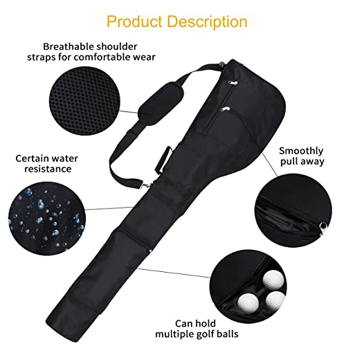 image for lehom Golf Bag Clubs Case Foldable Zippered Golf Carry Bag for 8-10 Go