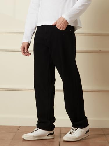 Image of WROGN Men's 100% Cotton Jeans | Solid | Anti Fit