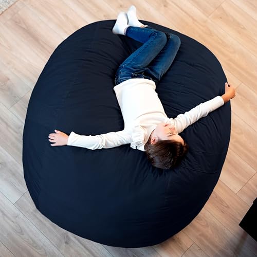 Image of Big Joe Fuf Medium Foam Filled Bean Bag Chair with Removable Cover, Cobalt Lenox, Durable Woven Polyester, 3 feet Big