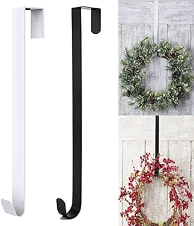 Christmas Wreath Hanger, Front Door Hanger, Over Door Hook, 12'' /31cm Wreath Door Hanger, Metal Hanging Hook for Christmas Decoration (Black)