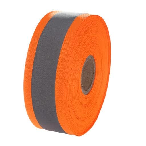 Just In Trend Flame Resistant FR Sew On High Visibility Hi Vis Retro Reflective Tape (2" x 5 yds, Orange/Silver)