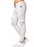 Damen Jogginghose Sporthose Frauen Trainingshose Sweatpants 1214C (Grau, XXL)