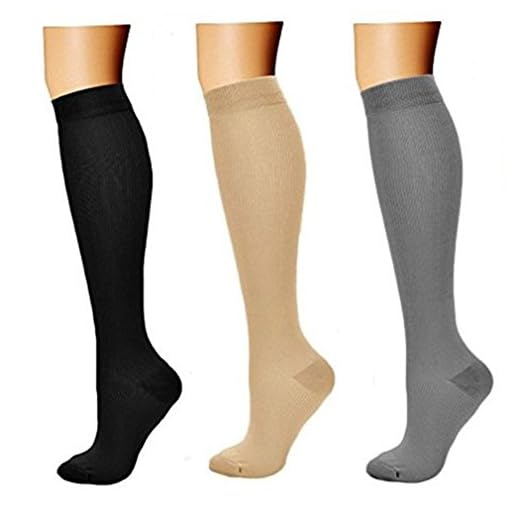 3 Par Medias de Compresión Calcetines de Compresión para Hombres y Mujeres Varices Running Recuperación Muscular Reduce Fatiga Mejorar circulación Sanguínea