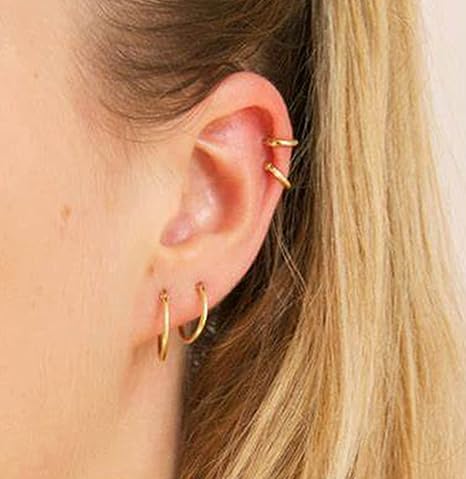 Image of AVYRING Hypoallergenic Nose Rings 316L Surgical Steel Silver Gold Nose Hoops 18g 20g 16g Septum Ring Hinged Clickers Seamless Helix Cartilage Conch Earrings Hoop for Women Men 6mm 7mm 8mm