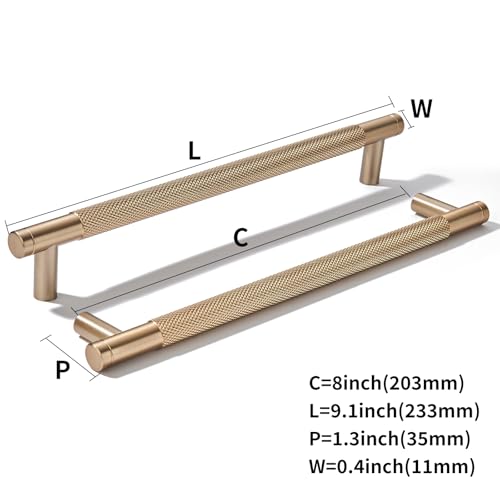 khtumeware 10 Pack 8 Inch(203mm) Aluminum Handles Knurled Champagne Bronze Cabinet Pulls Drawer Pulls Kitchen Hardware Kitchen Handles for Cabinets Cupboard Handles by khtumeware - Used condition - Image 2