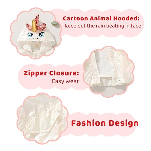 Younger Tree Toddler Baby Boy Girl Unicorn Raincoat Cute Cartoon Hoodie Zipper Coat Outfit (White, 12 Months) #TOP3