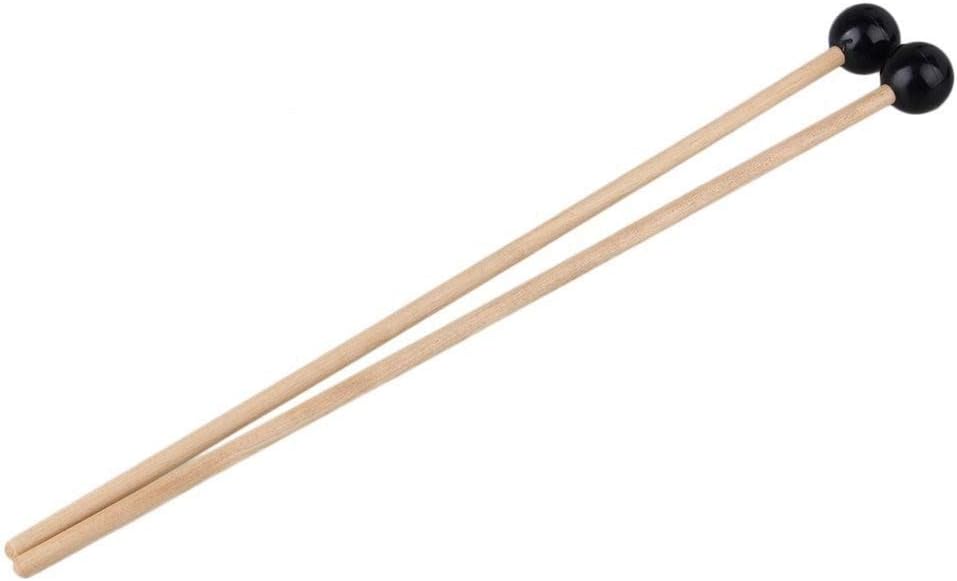 VANVENE 1-Pair 15Inch Black Plastic Head Mallet Percussion Bell Mallets Sticks with Wooden Handle Music Accessories