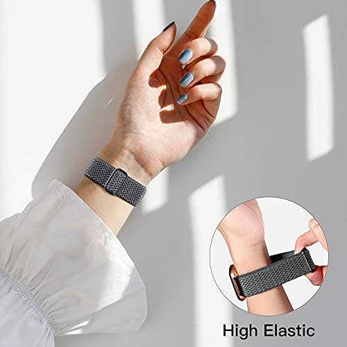 Fuleda Elastic Bands Compatible with Fitbit Versa 2 Band Women Men, 2Pack Soft Adjustable Nylon Breathable Sport Band for Versa/Versa 2/Versa Lite/SE Smartwatch Loop Stretchy Wristband, Black & Gray by Fuleda - Image 4
