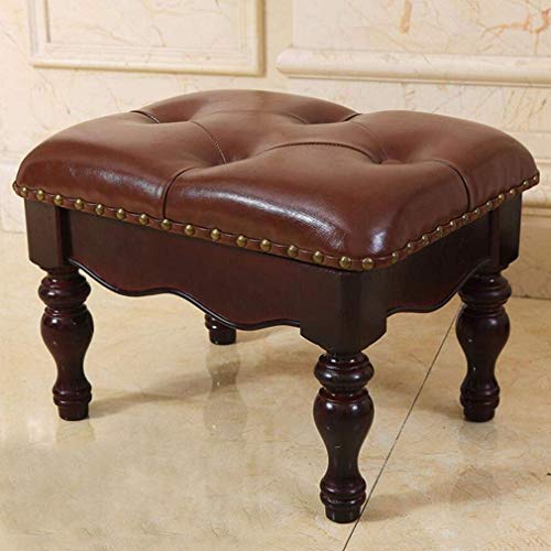 Pouf rond en cuir marron pour salon et chambre moderne - 3