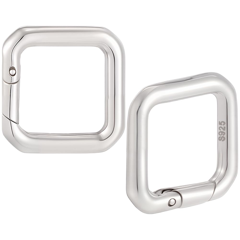 Beebeecraft Cierre de Anilla de Resorte de 0.51 pulgada 925 aros de Resorte de Plata de Ley con Forma Cuadrada Conector Pequeño de Metal Mosquetón para Hacer Joyas Manualidades Collares Y Pulseras.