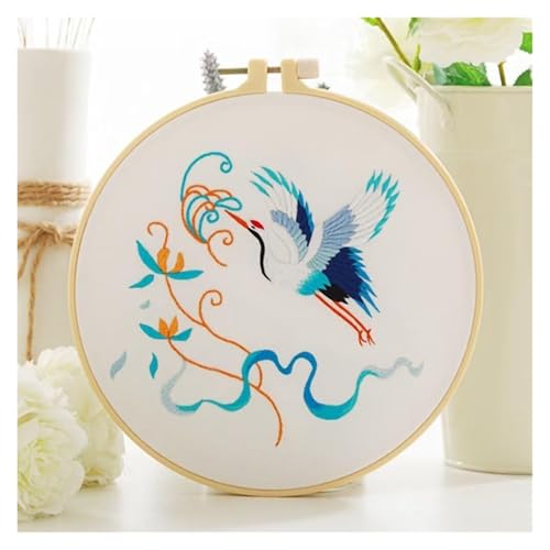 Broderie oiseau fleur kit complet point de croix estampé avec cerceau - 2