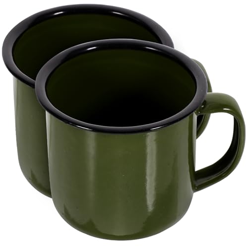 LABRIMP Tazas de Café Vintage de Hierro 2 Piezas, Taza de Leche Hogar Color Verde, Accesorio Multifunción Portátil para Cocina y Restaurante