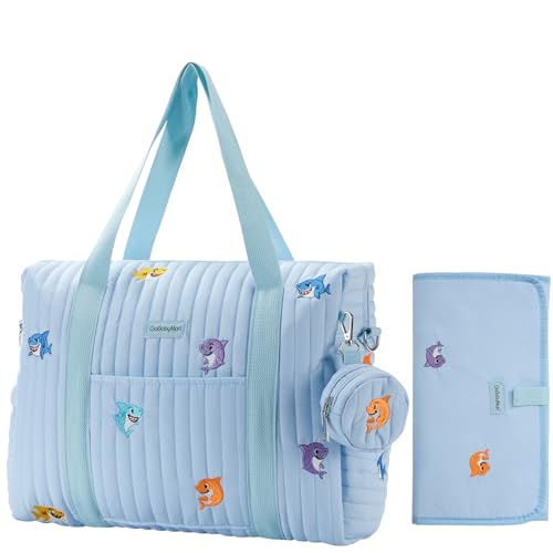 GOBABYMART 3pc Diaper Bag Tote Set, Hospital Bag for Labor &amp; Delivery, Maternity Travel Bag with Changing Pad &amp; Pacifier Case