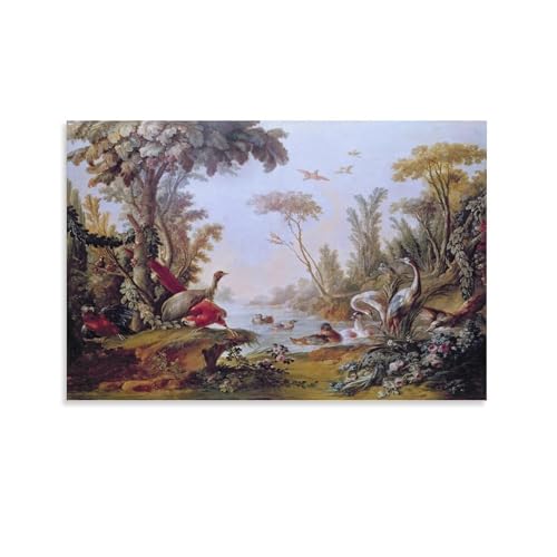 Poster cacatoès blanc lac dauphin déco murale salon tableau 50x75