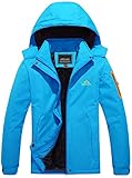 TACVASEN Damen Funktionsjacke Fleece-Futter Winter Übergangsjacke Regenjacke Outdoorjacke Wandern Ski mit Reißverschlusstaschen, Blau
