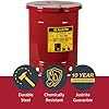 Justrite 6 Gallon Galvanized Steel Oily Waste Can, 16" x 12" Metal Oil Rag Safety Can with Hand Operated Self-Closing Lid for Oil Rag Disposal, Made in The USA, Red, 09110 #2