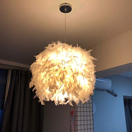 Lámpara colgante de plumas blancas E27 de 30cm para techo de dormitorio 5