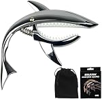 Shark Guitar Capo With Velvet Bag, Premium Zinc Alloy Tone Clip Guitar Shark Capo for Acoustic Electric Folk Guitar, Mandolin, Bass, Ukulele (Bright Silvery)