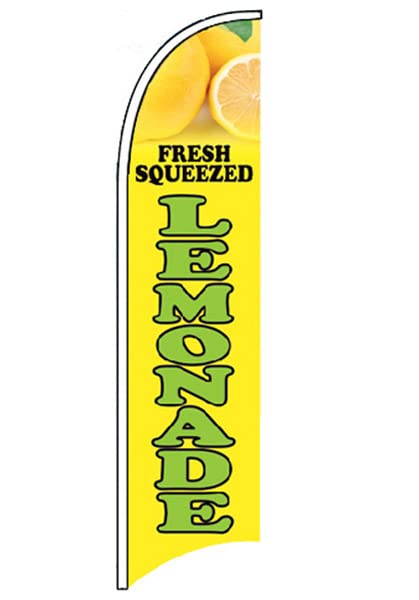 4 Less Co FRESH SQUEEZED LEMONADE Windless Swooper Flag Feather Banner Sign 2.5x11.5 ft Tall (Flag Only) yb