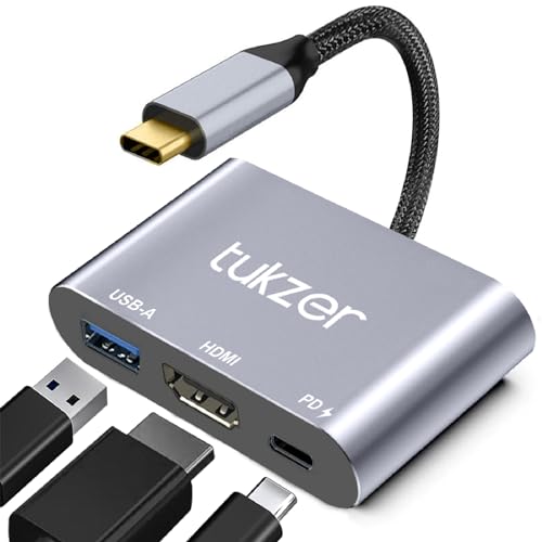 Image of Tukzer 3-in-1 USB Type C to HDMI Adapter 4K@30Hz, 100W PD Fast Charging Port, USB A 3.0 @5Gbps Speed, MultiPort HUB for MacBook Pro Air, Windows, Laptop, iPad, Tablet, Smartphone & All Type C Devices