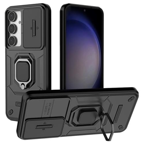 Image of SHINESTAR Tough Armor Samsung S24 FE 5G Bumper Back Case Cover | Ring Holder & Sliding Camera Shield Cover | 360 Degree Protection Back Case Cover for Samsung Galaxy S24 FE 5G (Black)