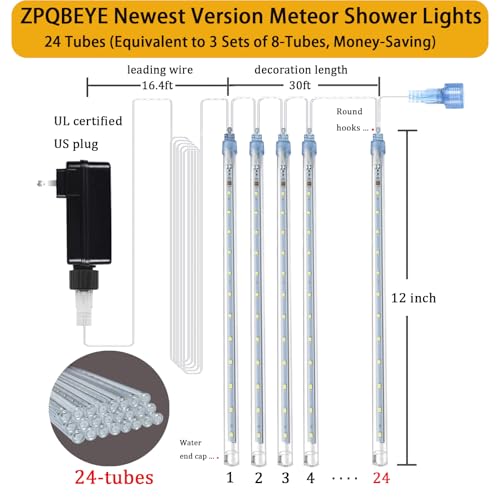 ZPQBEYE Christmas Lights Outdoor, Snow Falling Rain Cascading Icicle Lights - image 3