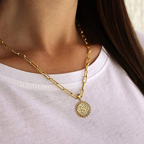 Collier en or plaqué 14K véritable avec médaille initiale gravée - 3