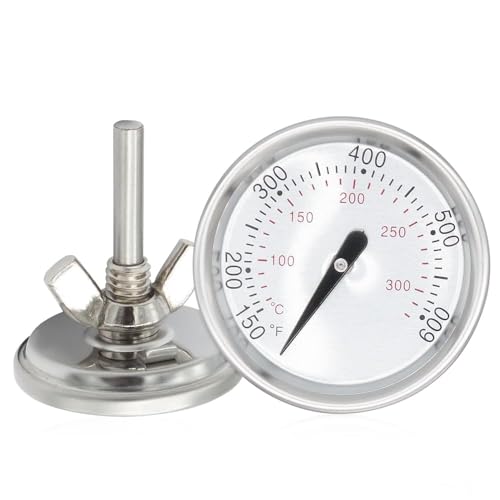 Riisoyu Räucherthermometer, BBQ Thermometer 75-300℃ Edelstahl BBQ Grillthermometer Edelstahl-Röstthermometer Grillthermometer für Grills, Raucher und Grillwagen