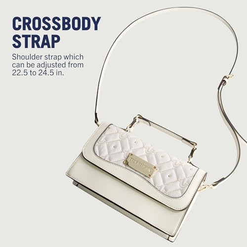 True Religion Women's Crossbody Bag, Mini Adjustable Shoulder Handbag Flap Purse with Studded Design, White4