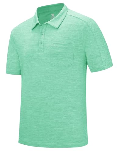 Image of Rdruko Men's Polo Shirts Short Sleeve Quick Dry Outdoor Golf Sports Shirts with Pocket