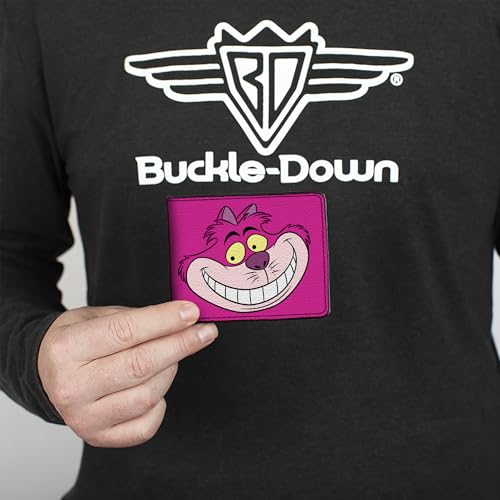 Buckle-Down Men's Disney Wallet, Bifold, Cheshire Cat Face Stripes Pinks, Vegan Leather, Multicolor, Standard Size3