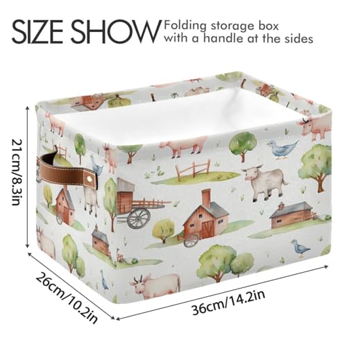 Image of Kigai Farm Animals Storage Basket Waterproof Collapsible Fabric Laundry Basket with Handles Gift Bin Closet Organizer Bin for Bedroom Nursery Office 1 PACK