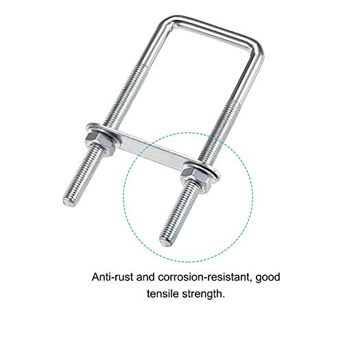 Image of METALLIXITY U Bolts 2 Sets (M8x40x120mm), Square U Bolt Carbon Steel with Accessories - for Construction, Pipe