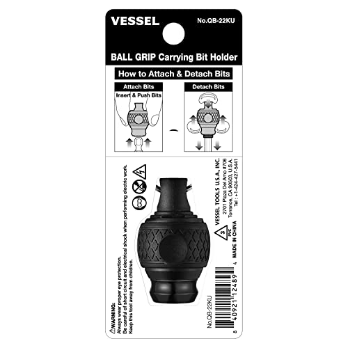 VESSEL - Ball Grip Carrying Bit Holder No.QB-22KU, Black - Image 3