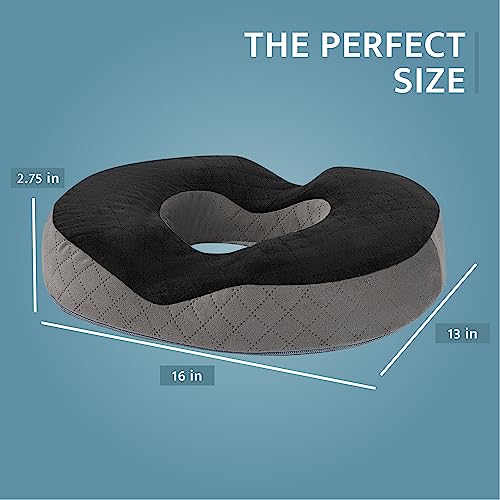 Healthy Spirit Gel Donut Pillow | Lifting Cushion | Donut Cushion for Tailbone Hemorrhoid Cushion Coccyx Sciatica Pregnancy Cushion (Grey/Black Velvet)