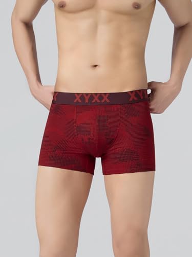 Image of XYXX Men's Matrix Super Combed Cotton Blend Geometric Antimicrobial Trunks with No Marks Waistband (Pack of 2)
