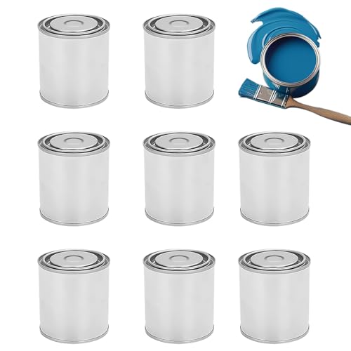 DYHNQE 8 Stück Leer Farbdose, 500ml Blechdose mit Deckel Weißblechdose mit Eindrückdeckel luftdicht Metalldosen Lackdose Rund Aufbewahrungsbehälter für Farbe