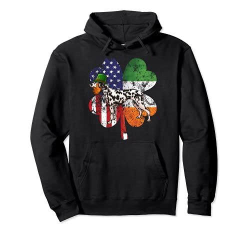 St Patricks Day Irish American Flag Dalmatian Dog Pullover Hoodie, Black