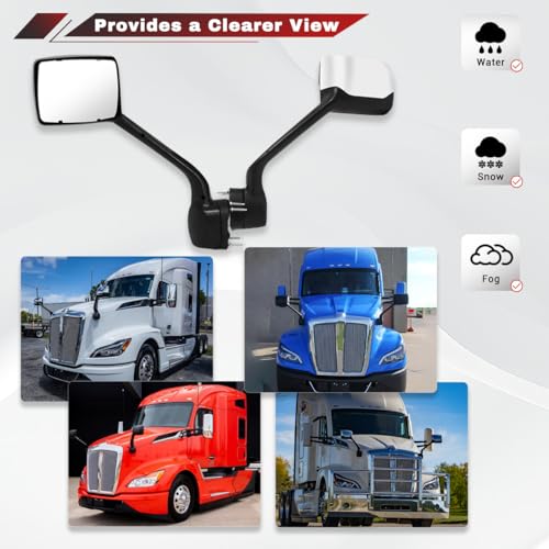 Sterlix Pair Hood Mirror for Kenworth T680 2022 2023 2024 Replacement Driver Left and Passenger Right Side OE Kenworth T680 Next Generation Mirror Accessories (Chrome) by Sterlix - Used condition - Image 7