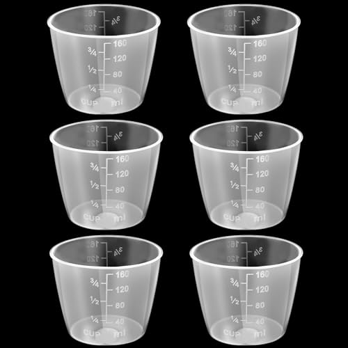 ElevateTech 6 Stück 160 ml Reis Messbecher Klein Mini Transparenter Kunststoff-Waschmittelbecher Ideal Für Die Zubereitung Von Mahlzeiten Backen Und Kochen