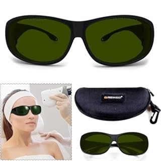 FreeMascot IPL Glasses 200nm-2000nm Laser Eye Protection Glasses for Tanning, Laser Hair Removal (Green)