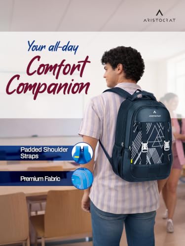 Image of Aristocrat Aura Casual Backpack 30L | 3 Compartments with Quick-Access Front Pocket | Padded Shoulder Straps & Side Bottle Holders | Office & Travel Backpack for Men & Women