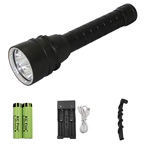 Whaitfire, lampe torche de plongée LED, XM-L2 3000 Lumens, lampe de plongée sous-marine, batterie rechargeable intégrée