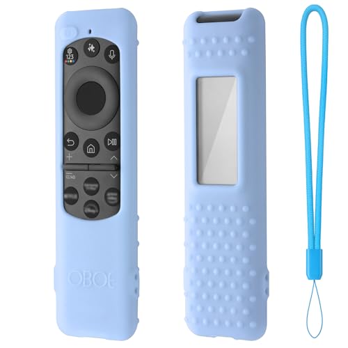 Image of Oboe Silicone Tv Remote Cover Compatible with Samsung Smart Tv Remote 2025 Model TM2360 E Half Wrap Protective Case with Lanyard (K-Glow in Dark Blue) [Remote NOT Included]