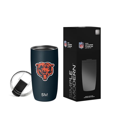 Image of Simple Modern Chicago Bears Coffee Mug with Flip Lid | 16oz | NFL | Voyager Officially Licensed Bears Stainless Steel Coffee Tumbler | Football Gift for Men, Dad, Him, Her