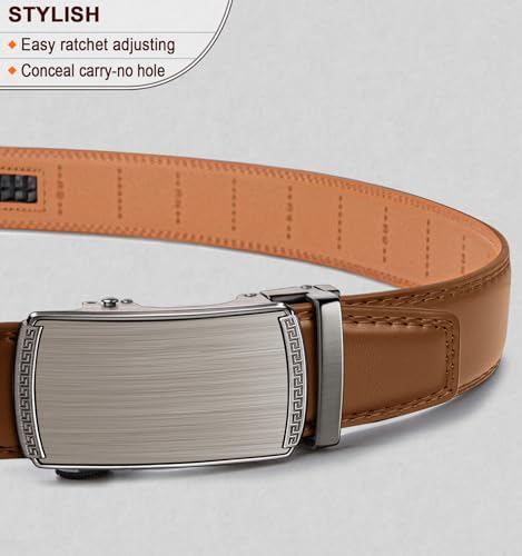 Image of Men's Belt,Bulliant Leather Adjustable Belt for Men Dress Casual 1 3 /8,Trim to Fit