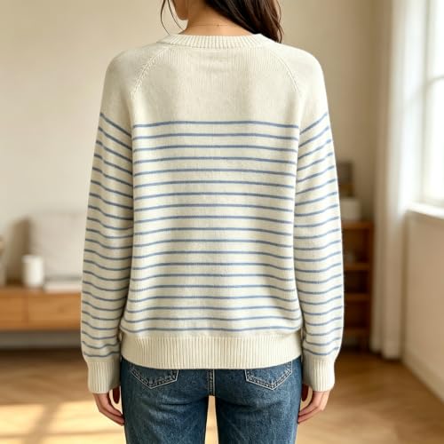 Womens Fall Sweaters Loose Thermal Button Crew Neck Soft Sweaters - image 5
